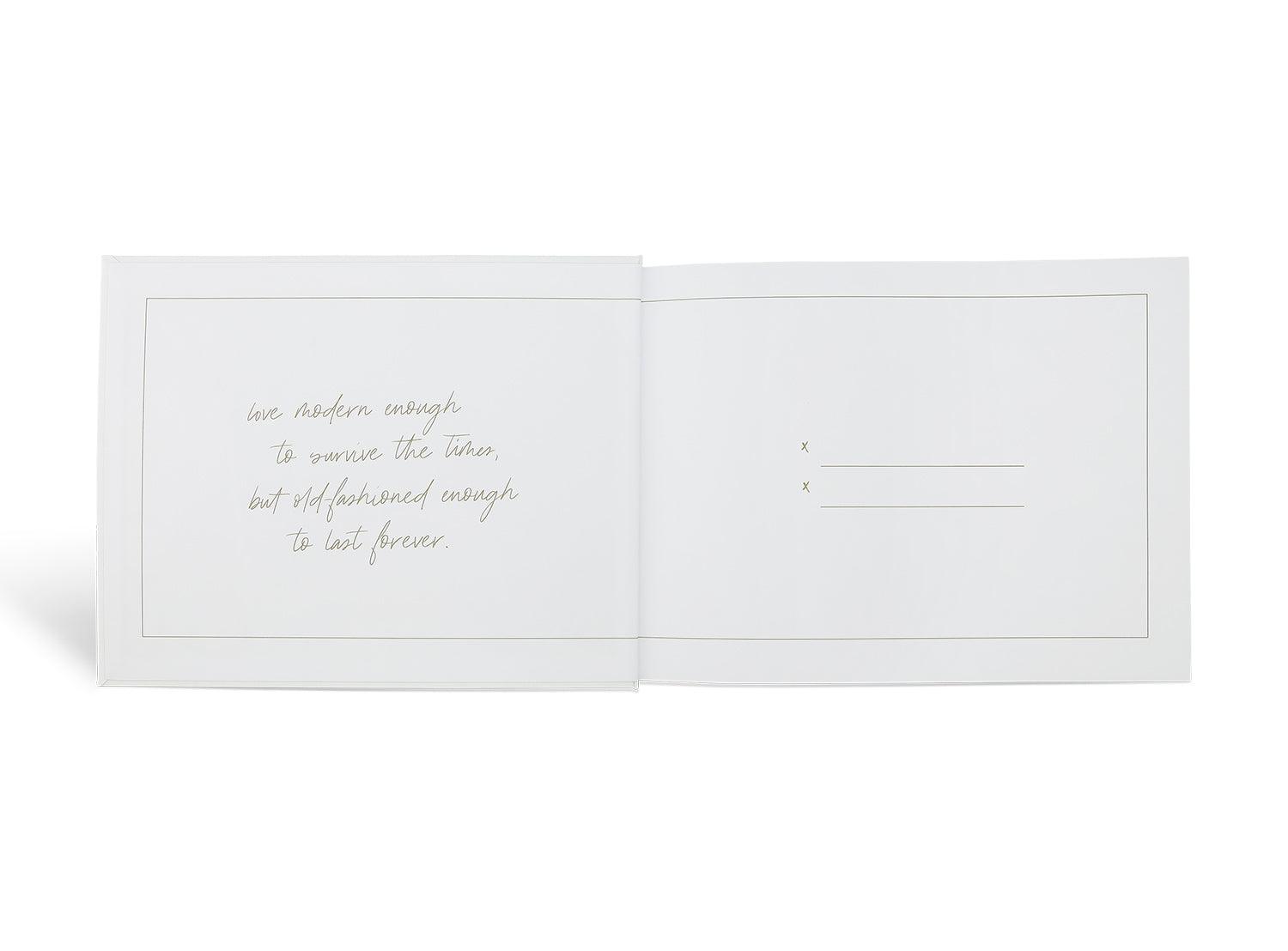 Gästebuch Hochzeit "now+forever", Weiß/Gold