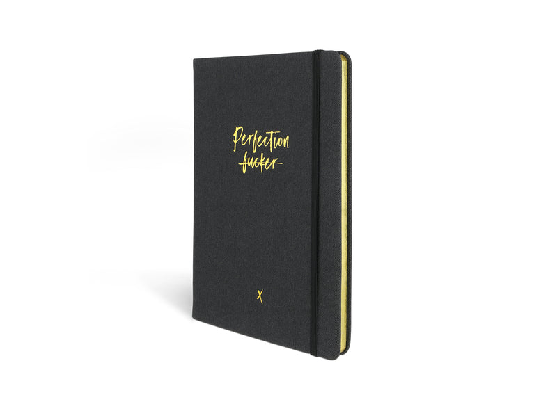 Notebook "Perfection Fucker", A5, Black/Gold
