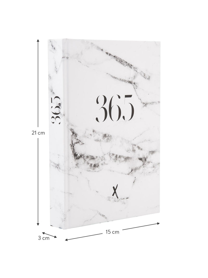 Notizbuch "365", A5, Marmor Weiß