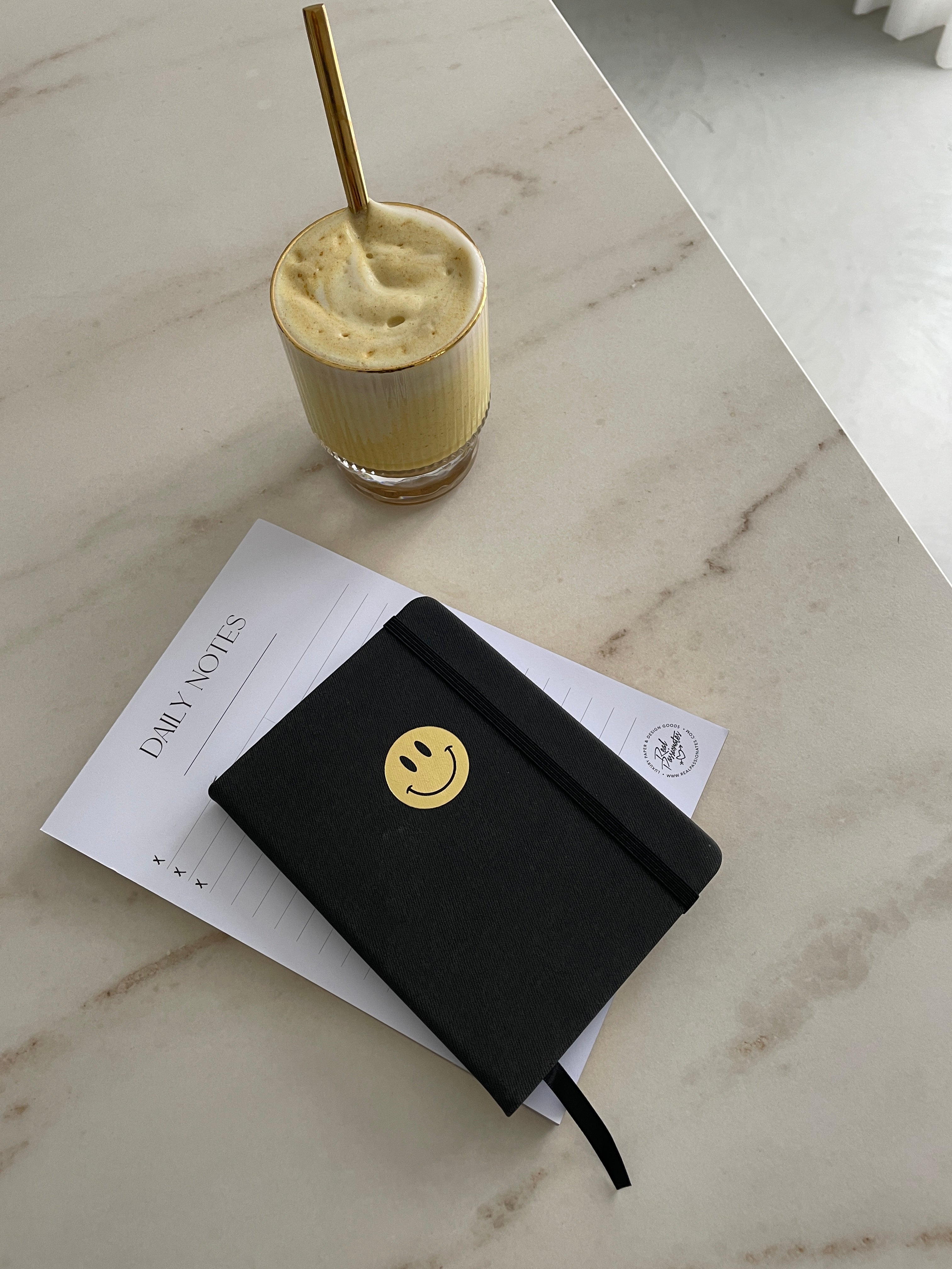 Notebook "Smiley" | A6 | Anthracite/gold