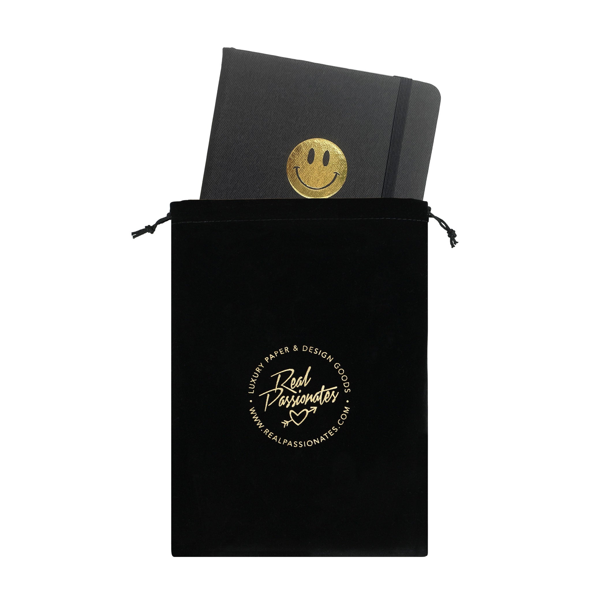 Notizbuch "Smiley" | A6 | Anthrazit/Gold