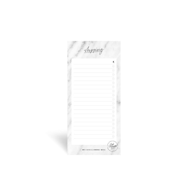 Einkaufsliste, Din Lang, Weiß/Marmor