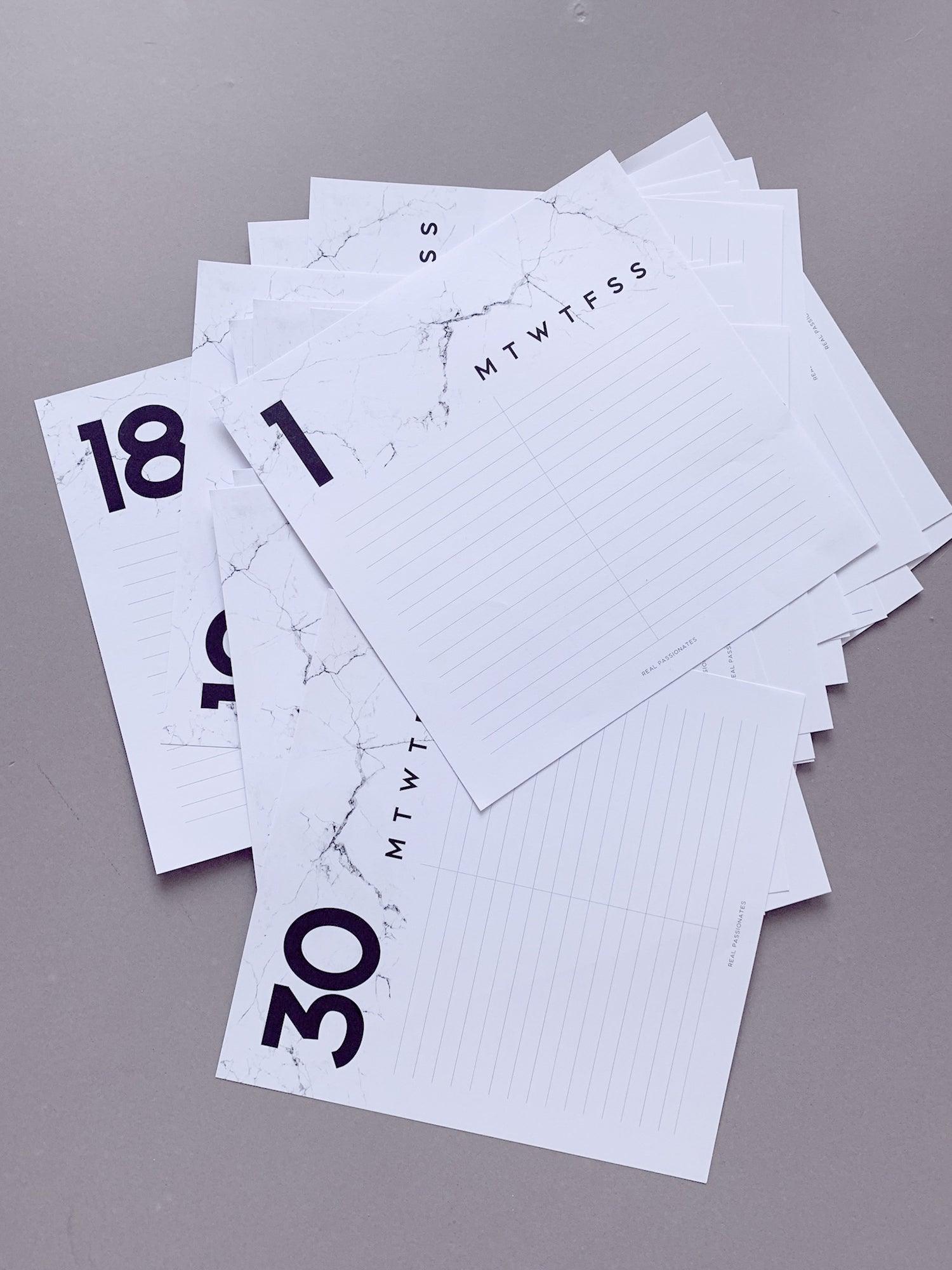 Notepad Set "Daily 1-31", 21 x 21 cm, Marble White