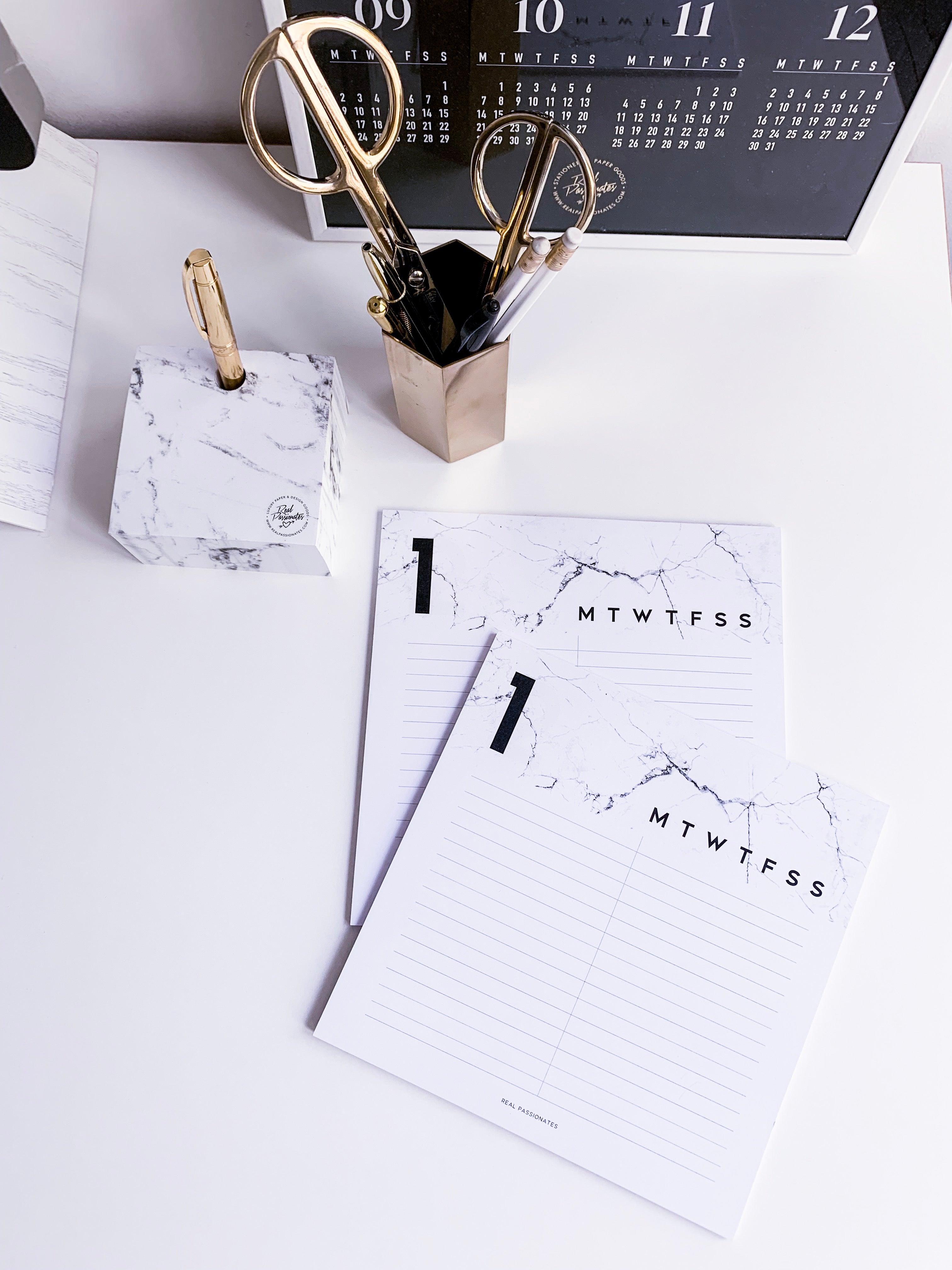 Notepad Set "Daily 1-31", 21 x 21 cm, Marble White