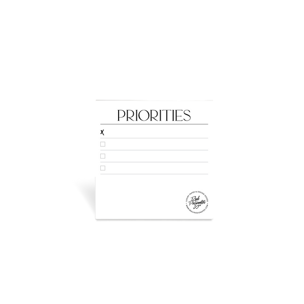XL Sticky Notes "Priorities", Weiß, 9x9 cm