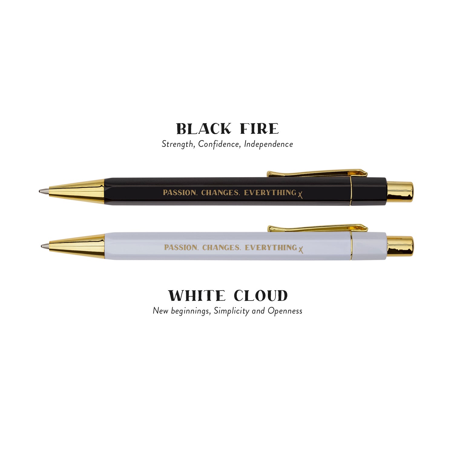 Set of 2 Ballpoint Pens "Black Fire & White Cloud"